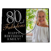 80 en Fabulous Elegant Black 80th Birthday Foto Groot Cadeauzakje