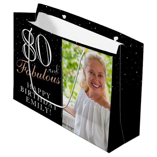 80 en Fabulous Elegant Black 80th Birthday Foto Groot Cadeauzakje
