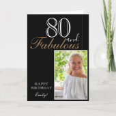 80 en Fabulous Elegant Black 80th Birthday Foto Kaart (Voorkant)