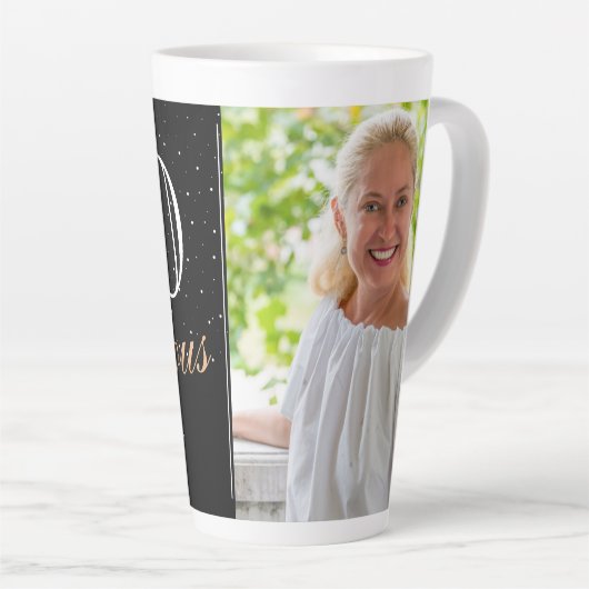 80 en Fabulous Elegant Black 80th Birthday Foto Latte Mok (Rechterhoek)