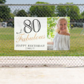 80 en Fabulous Elegant Black 80th Birthday Foto Spandoek (Insitu)