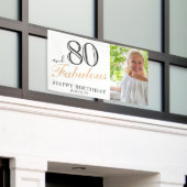 80 en Fabulous Elegant Black 80th Birthday Foto Spandoek (Buitenkant Gebouw)