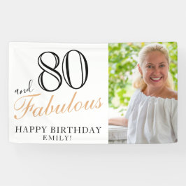 80 en Fabulous Elegant Black 80th Birthday Foto Spandoek