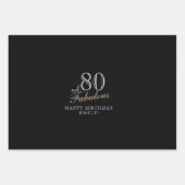 80 en Fabulous Elegant Black 80th Birthday Inpakpapier Vel (Voorkant)