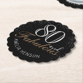 80 en Fabulous Elegant Black 80th Birthday Kartonnen Onderzetters (Gekanteld)