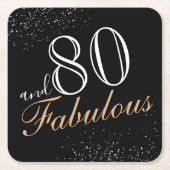 80 en Fabulous Elegant Black 80th Birthday Kartonnen Onderzetters (Voorkant)