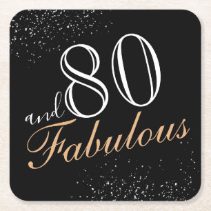 80 en Fabulous Elegant Black 80th Birthday Kartonnen Onderzetters