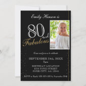 80 en Fabulous Elegant Black Foto van zaterdag Kaart (Voorkant)