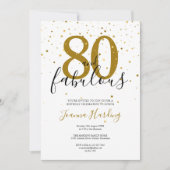 80 en Fabulous Elegant Gold en Black Birthday Kaart (Voorkant)