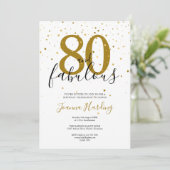 80 en Fabulous Elegant Gold en Black Birthday Kaart (Staand voorkant)