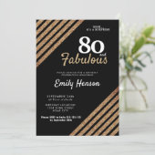 80 en Fabulous Elegant Gold Glitter 80th Birthday Kaart (Staand voorkant)