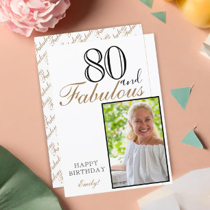 80 en Fabulous Elegant Happy Birthday Foto Kaart