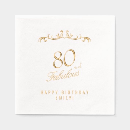 80 en Fabulous Elegant Ornament 80th Birthday Folie Servetten (Voorkant)