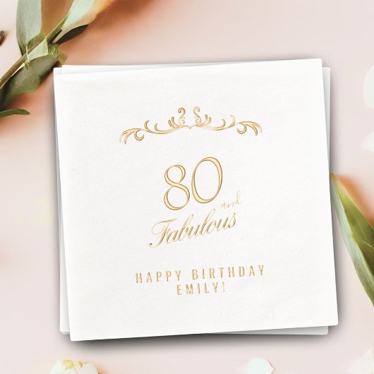 80 en Fabulous Elegant Ornament 80th Birthday Folie Servetten