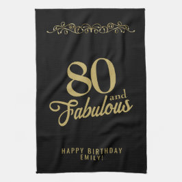 80 en Fabulous Elegant Ornament 80th Birthday Theedoek