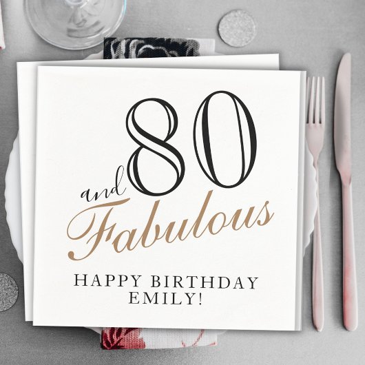 80 en Fabulous Elegant Script 80th Verjaardag Servet