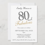 80 en Fabulous Elegant Script Verjaardag Kaart (Voorkant)