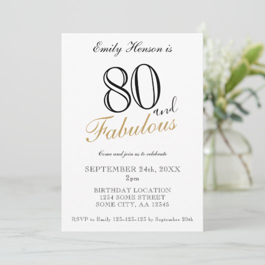 80 en Fabulous Elegant Script Verjaardag Kaart (Staand voorkant)