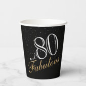 80 en Fabulous Elegant White Script Birthday Papieren Bekers (Achterkant)