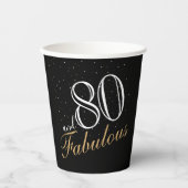 80 en Fabulous Elegant White Script Birthday Papieren Bekers (Voorkant)