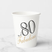 80 en Fabulous Elegant White Script Birthday Papieren Bekers (Achterkant)