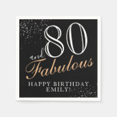 80 en Fabulous Elegant Zwart Script 80e Verjaardag Servet (Voorkant)