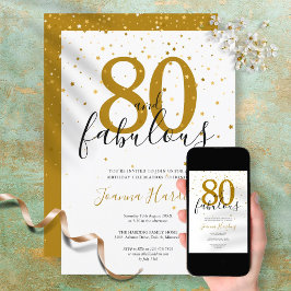 80 en Fabulous Elegante Gouden en Zwarte Verjaarda Kaart
