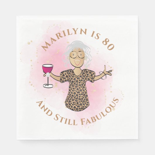 80 en Fabulous Etnische Glam Grappige 80e Verjaard Servet (Voorkant)