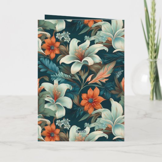 80 en Fabulous Flower Pattern Verjaardag Kaart (Achterkant)