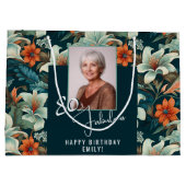 80 en Fabulous Flower Pattern Verjaardagsfoto Groot Cadeauzakje (Achterkant)