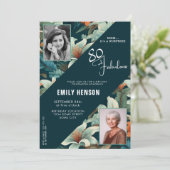 80 en Fabulous Flower Pattern Verjaardagsfoto Kaart (Staand voorkant)