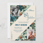 80 en Fabulous Flower Pattern Verjaardagsfoto Kaart (Voorkant)