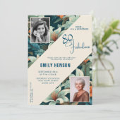 80 en Fabulous Flower Pattern Verjaardagsfoto Kaart (Staand voorkant)