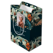 80 en Fabulous Flower Pattern Verjaardagsfoto Medium Cadeauzakje (Achterkant Gekanteld)