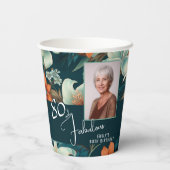 80 en Fabulous Flower Pattern Verjaardagsfoto Papieren Bekers (Achterkant)