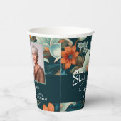 80 en Fabulous Flower Pattern Verjaardagsfoto Papieren Bekers (Rechts)