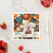 80 en Fabulous Flower Pattern Verjaardagsfoto Servet (Insitu)