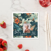 80 en Fabulous Flower Pattern Verjaardagsfoto Servet (Insitu)