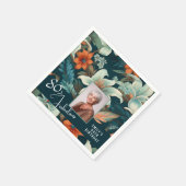 80 en Fabulous Flower Pattern Verjaardagsfoto Servet (Hoek)