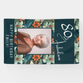 80 en Fabulous Flower Pattern Verjaardagsfoto Spandoek (Horizontaal)