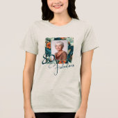 80 en Fabulous Flower Pattern Verjaardagsfoto Tri-Blend Shirt (Voorkant)