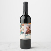 80 en Fabulous Flower Pattern Verjaardagsfoto Wijn Etiket (Voorkant)