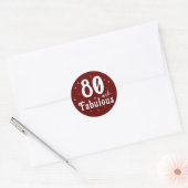 80 en Fabulous Glitter Rood 80ste Verjaardag Ronde Sticker (Envelop)