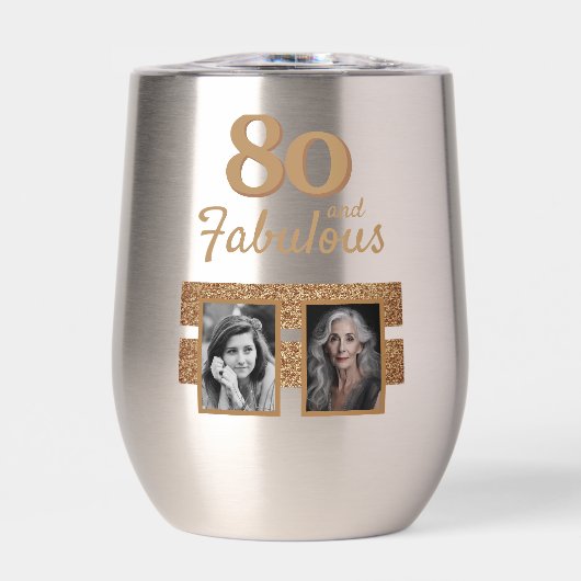 80 en Fabulous Gold Glitter 2 Foto 80th Birthday (Voorkant)