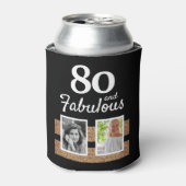 80 en Fabulous Gold Glitter 2 Foto 80th Birthday Blikjeskoeler (Blikje Voorkant)