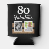 80 en Fabulous Gold Glitter 2 Foto 80th Birthday Blikjeskoeler (Voorkant)