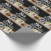 80 en Fabulous Gold Glitter 2 Foto 80th Birthday Cadeaupapier (Hoek)