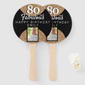 80 en Fabulous Gold Glitter 2 Foto 80th Birthday Handwaaier (Voorkant en achterkant)