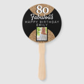 80 en Fabulous Gold Glitter 2 Foto 80th Birthday Handwaaier (Voorkant)
