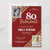 80 en Fabulous Gold Glitter 2 Foto 80th Birthday Kaart (Voorkant)